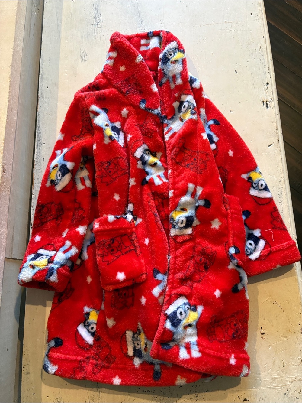 Kids' Red Plush Minion Hooded Bath Robe
